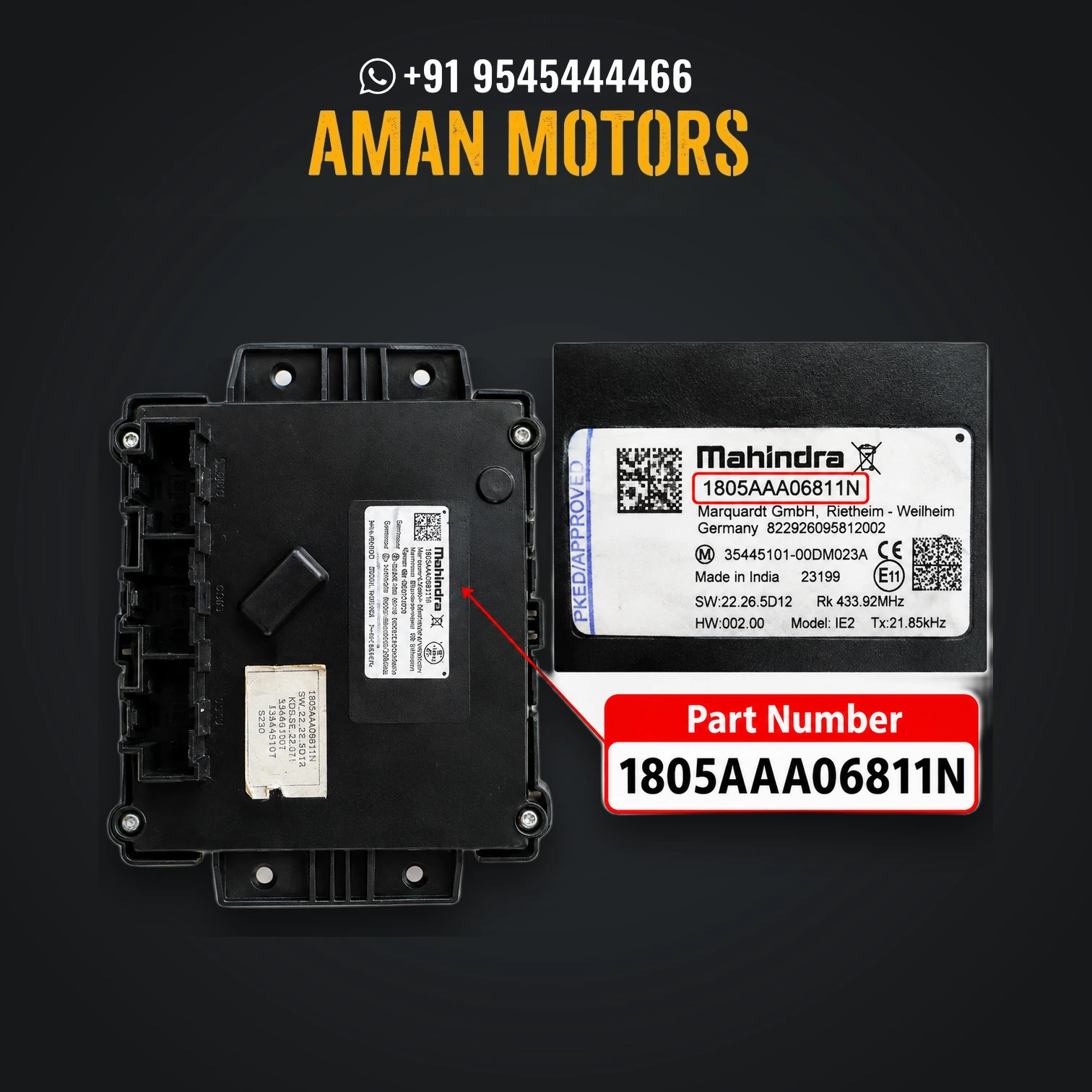 Mahindra XUV300 Passive Keyless Entry (PKE) Smart Key Module - 1805AAA06811N