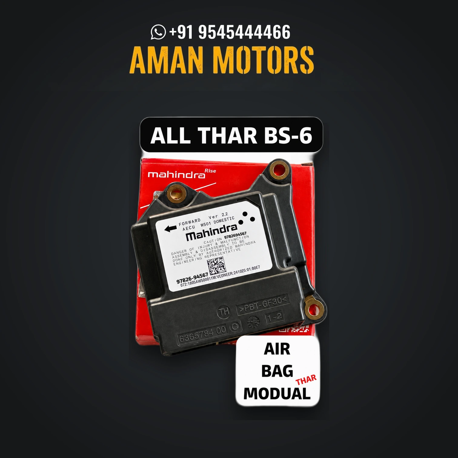 Mahindra Thar Airbag Control Module (SRS Unit) - 1805AW500011N