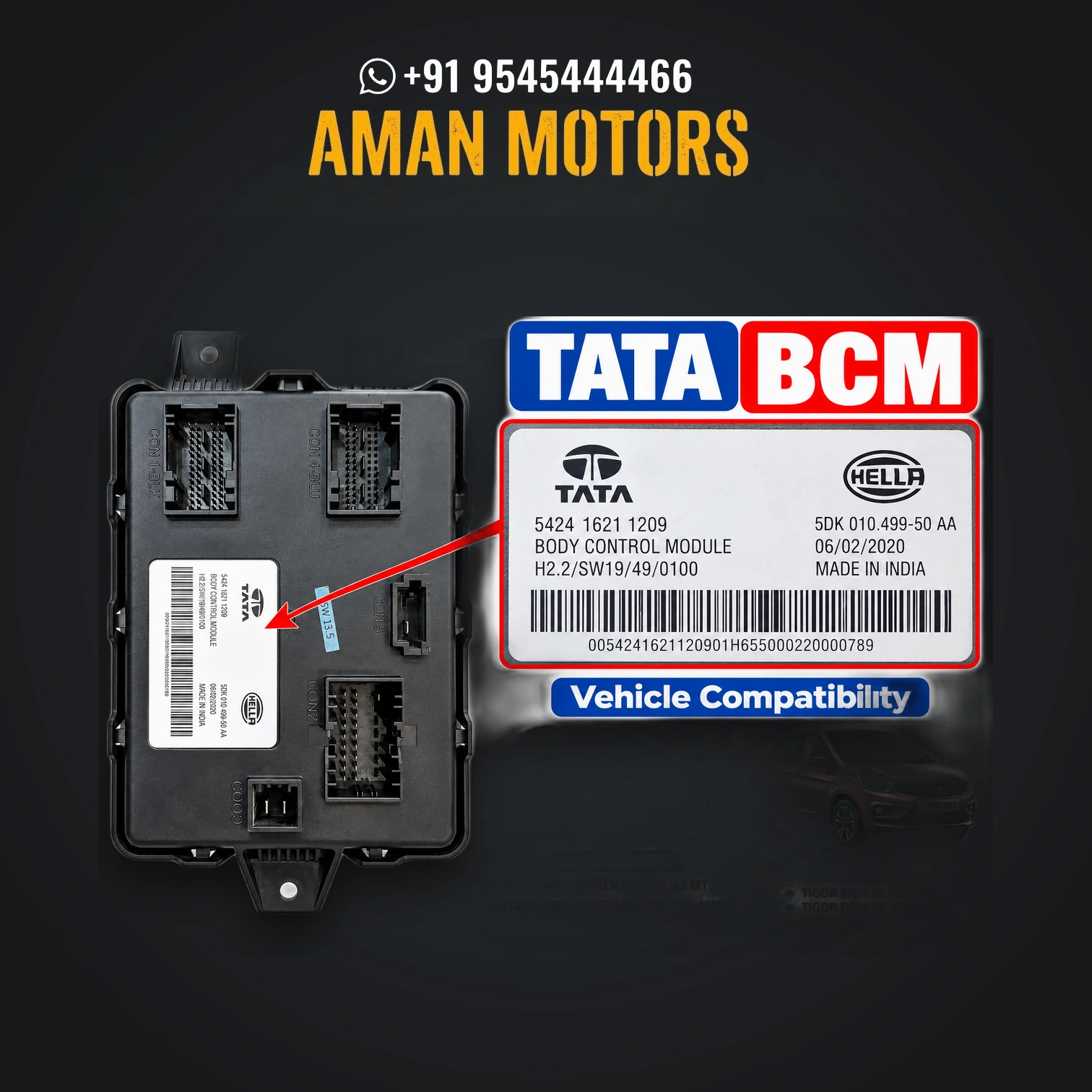 Tata Nexon / Altroz / Tiago Body Control Module (BCM) - 542416211209