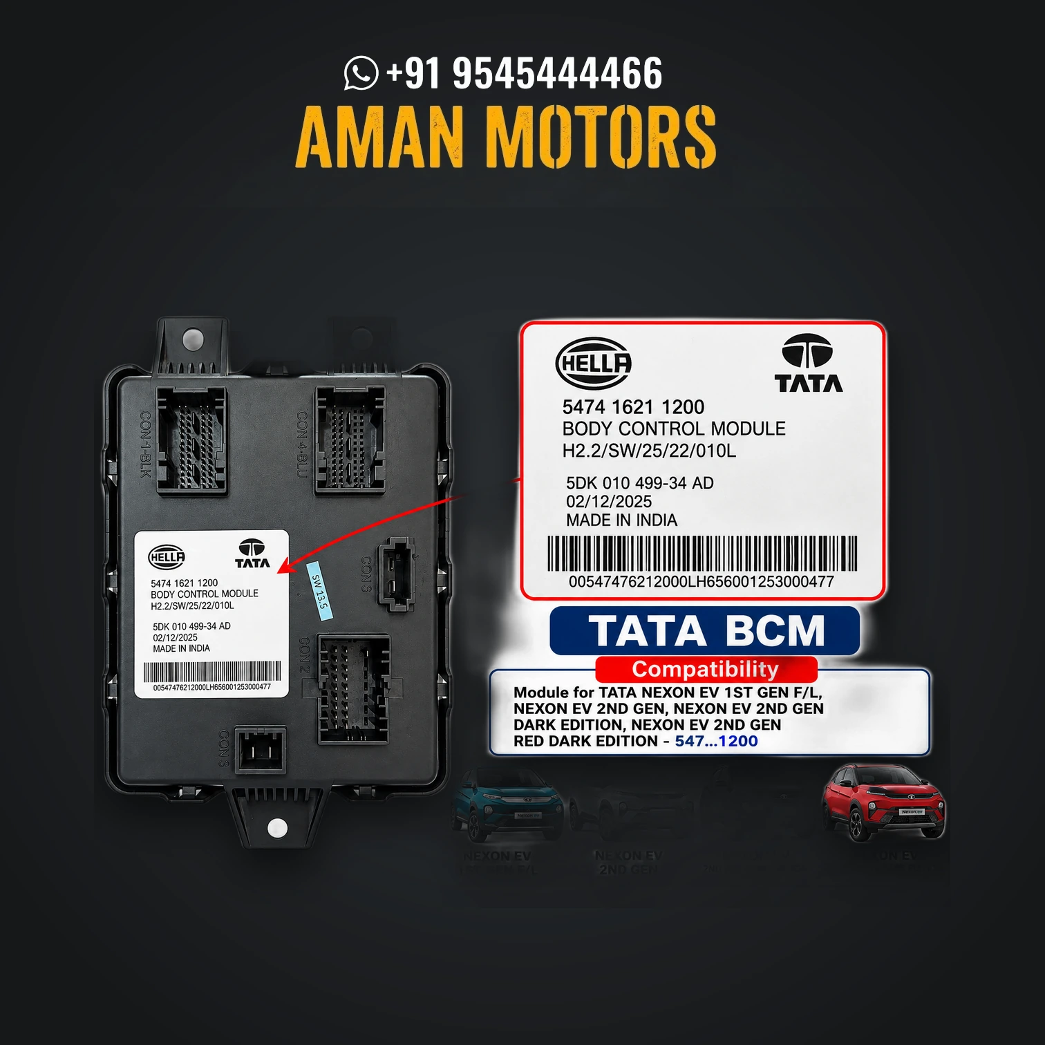 Tata Nexon / Altroz / Tiago Body Control Module (BCM) - 547416211200